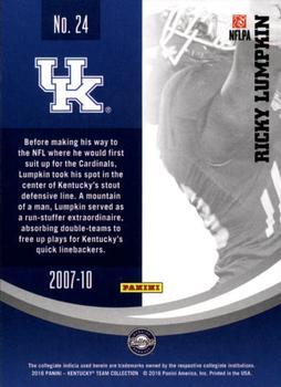 2016 Panini Kentucky Wildcats - Kentucky Gold #24 Ricky Lumpkin Back