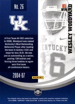 2016 Panini Kentucky Wildcats - Kentucky Gold #26 Wesley Woodyard Back