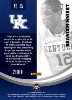2016 Panini Kentucky Wildcats - Kentucky Gold #35 Brandon Knight Back