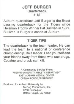 1987-88 Auburn Tigers Police #NNO Jeff Burger Back