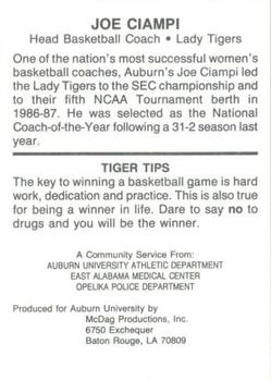 1987-88 Auburn Tigers Police #NNO Joe Ciampi Back