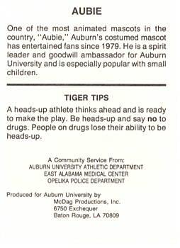 1987-88 Auburn Tigers Police #NNO Aubie Back