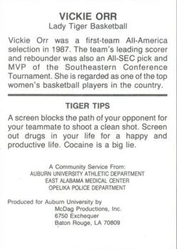 1987-88 Auburn Tigers Police #NNO Vickie Orr Back