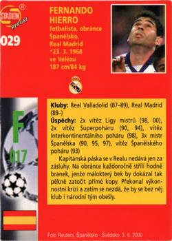 2000 Stadion World Stars #029 Fernando Hierro Back