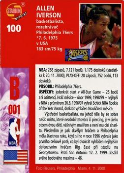 2000 Stadion World Stars #100 Allen Iverson Back