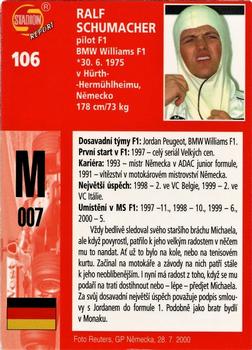 2000 Stadion World Stars #106 Ralf Schumacher Back