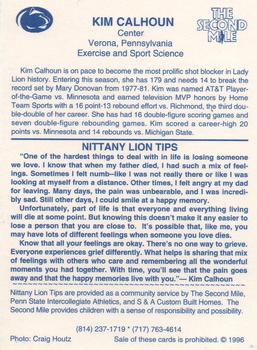 1996 The Second Mile Penn State Nittany Lions Winter Sports #NNO Kim Calhoun Back