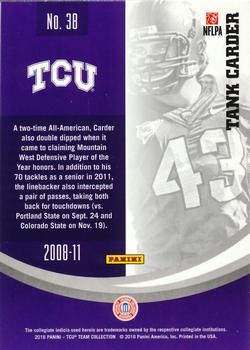 2016 Panini TCU Horned Frogs - Silver #38 Tank Carder Back