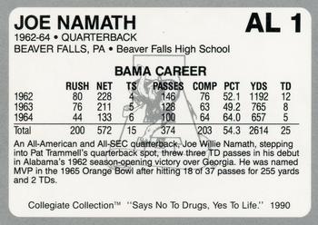 1990 Collegiate Collection Say No to Drugs #AL 1 Joe Namath Back