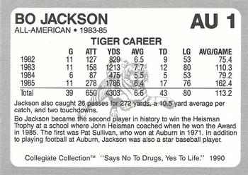 1990 Collegiate Collection Say No to Drugs #AU 1 Bo Jackson Back