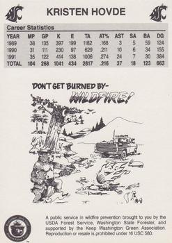 1992 Washington State Cougars Smokey #NNO Kristen Hovde Back