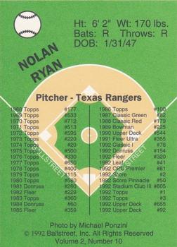 1992 Ballstreet #NNO Nolan Ryan Back