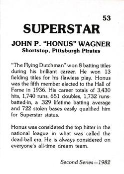 1982 TCMA Superstars #53 Honus Wagner Back