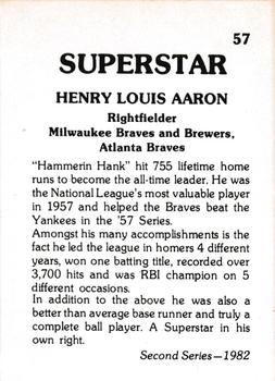 1982 TCMA Superstars #57 Hank Aaron Back