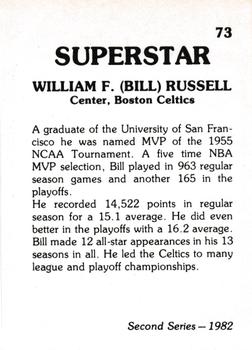1982 TCMA Superstars #73 Bill Russell Back