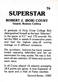 1982 TCMA Superstars #76 Bob Cousy Back