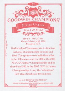 2016 Upper Deck Goodwin Champions - Royal Red #71 Justin Gatlin Back
