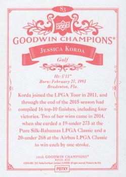 2016 Upper Deck Goodwin Champions - Royal Red #83 Jessica Korda Back