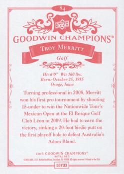 2016 Upper Deck Goodwin Champions - Royal Red #84 Troy Merritt Back