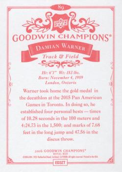 2016 Upper Deck Goodwin Champions - Royal Red #89 Damian Warner Back