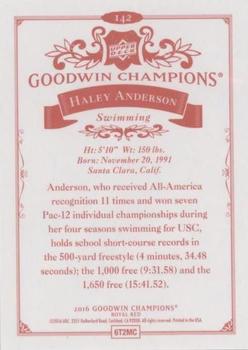 2016 Upper Deck Goodwin Champions - Royal Red #142 Haley Anderson Back