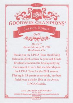 2016 Upper Deck Goodwin Champions - Royal Red #144 Jessica Korda Back