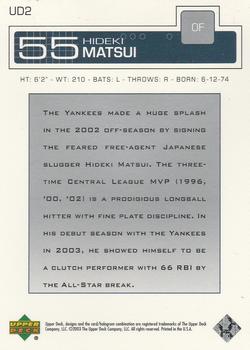 2003 Upper Deck Magazine #UD2 Hideki Matsui Back