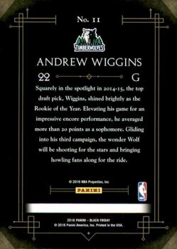 2016 Panini Black Friday - Panini Collection Thick Stock #11 Andrew Wiggins Back