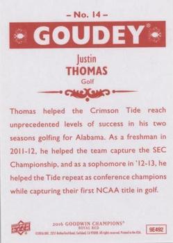 2016 Upper Deck Goodwin Champions - Goudey Royal Red #14 Justin Thomas Back