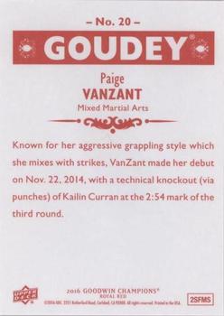 2016 Upper Deck Goodwin Champions - Goudey Royal Red #20 Paige VanZant Back