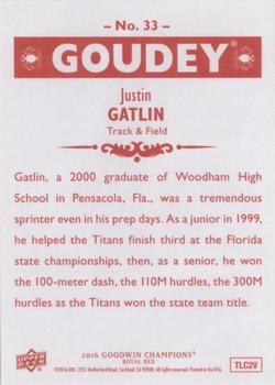 2016 Upper Deck Goodwin Champions - Goudey Royal Red #33 Justin Gatlin Back