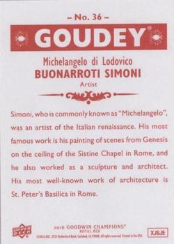 2016 Upper Deck Goodwin Champions - Goudey Royal Red #36 Michelangelo di Lodovico Buonarroti Simoni Back