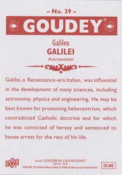 2016 Upper Deck Goodwin Champions - Goudey Royal Red #39 Galileo Galilei Back