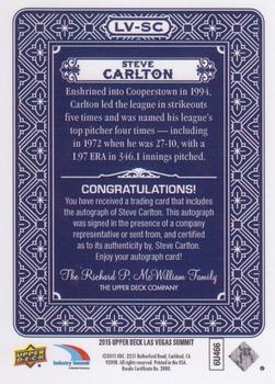 2015 Upper Deck Las Vegas Summit #LV-SC Steve Carlton Back