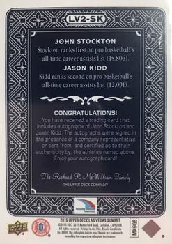 2015 Upper Deck Las Vegas Summit - Signature Chips Dual Autographs #LV-2SK John Stockton / Jason Kidd Back