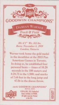 2016 Upper Deck Goodwin Champions - Royal Red Minis #89 Damian Warner Back