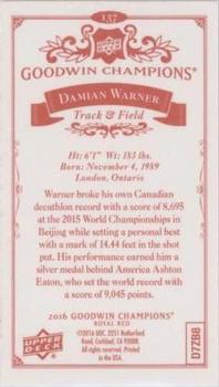 2016 Upper Deck Goodwin Champions - Royal Red Minis #137 Damian Warner Back