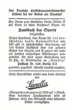 1932 Sanella Margarine #NNO Ernst Pistulla Back