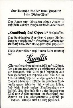 1932 Sanella Margarine #NNO Emil Hirschfeld Back