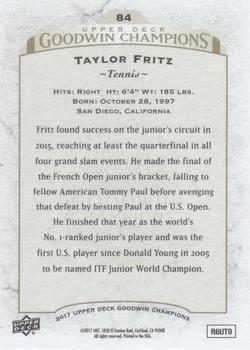 2017 Upper Deck Goodwin Champions #84 Taylor Fritz Back