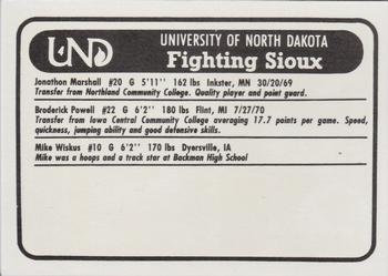 1991-92 North Dakota Fighting Sioux #4 Jonathon Marshall / Mike Wiskus / Broderick Powell Back