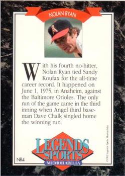 1992 Legends Sports Memorabilia - Nolan Ryan Gold #4 Nolan Ryan Back