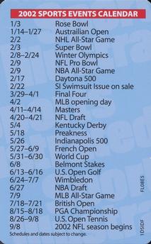 2002 Sports Illustrated Event Schedules #NNO Amani Toomer Back