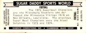 1976 Sugar Daddy Sports World Series 1 #6 Football Back