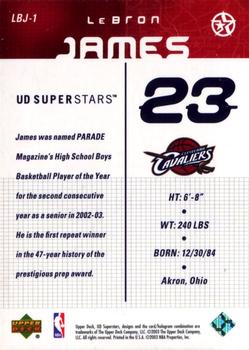 2002-03 UD SuperStars - LeBron James #LBJ-1 LeBron James Back