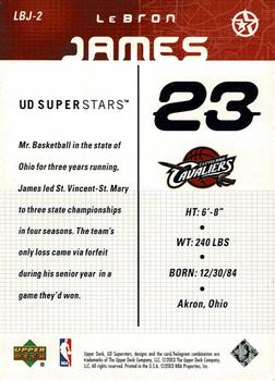 2002-03 UD SuperStars - LeBron James #LBJ-2 LeBron James Back