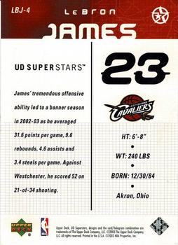 2002-03 UD SuperStars - LeBron James #LBJ-4 LeBron James Back