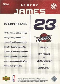 2002-03 UD SuperStars - LeBron James #LBJ-6 LeBron James Back