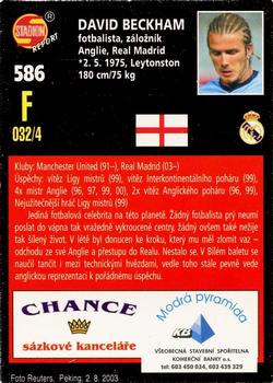 2003 Stadion World Stars #586 David Beckham Back
