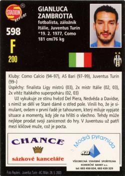 2003 Stadion World Stars #598 Gianluca Zambrotta Back